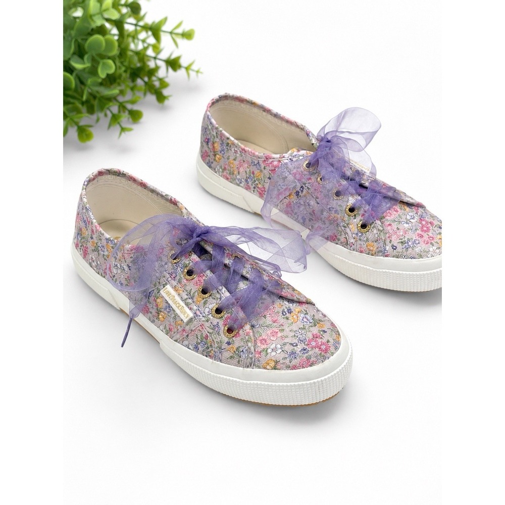 Love Shack Fancy X Superga Floral Lace Up Pink Sneakers 8 Boho Cottagecore Fairy